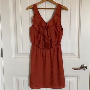 🟣3 for $25🟣 rust dress with ruffles